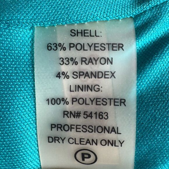 Calvin Klein beautiful teal green ruched side sheath dress size 8 - Picture 7 of 8